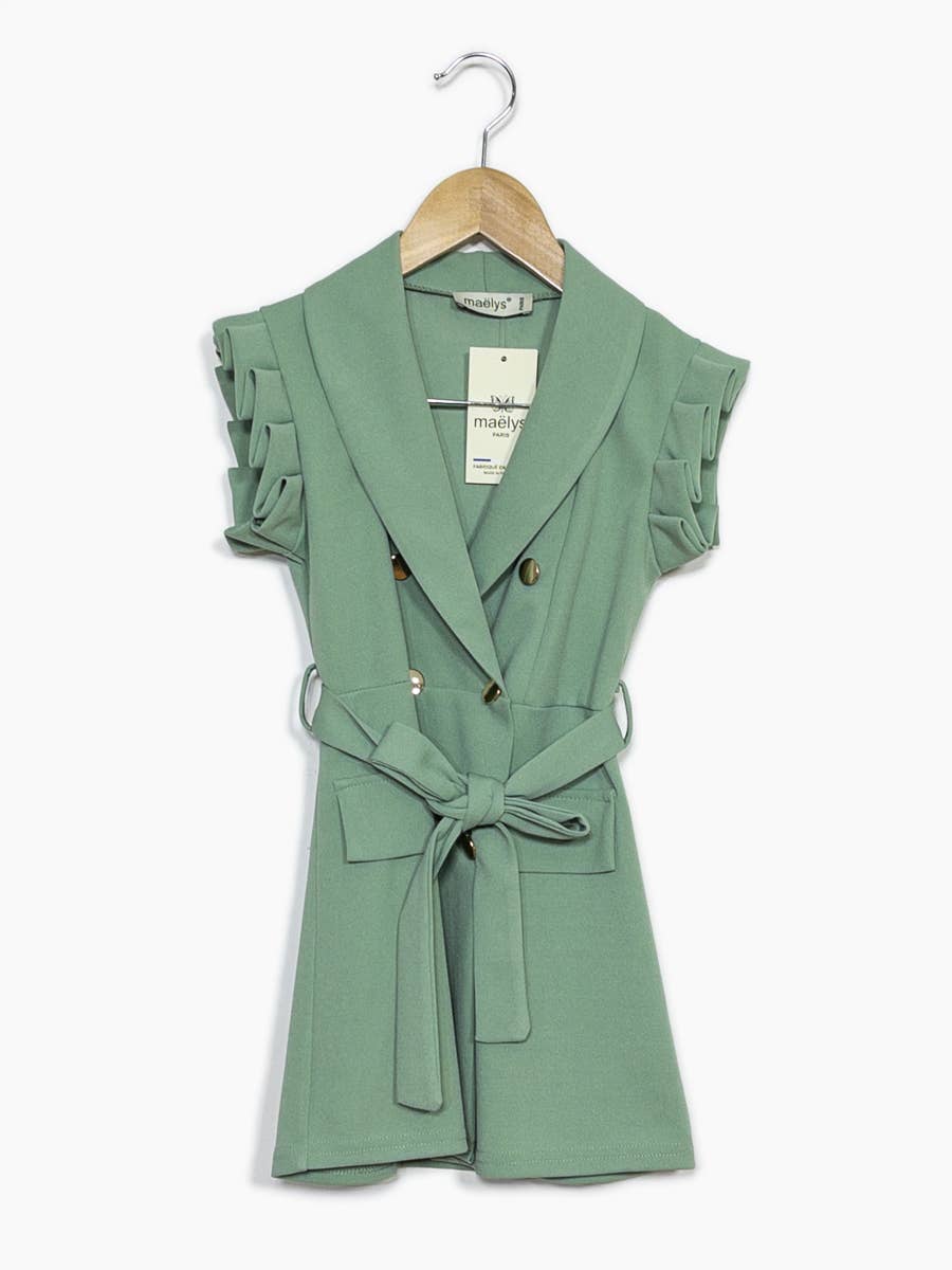 Kids Short Sleeve Dress with Buttons & Belt – Ref. 950 – view 3