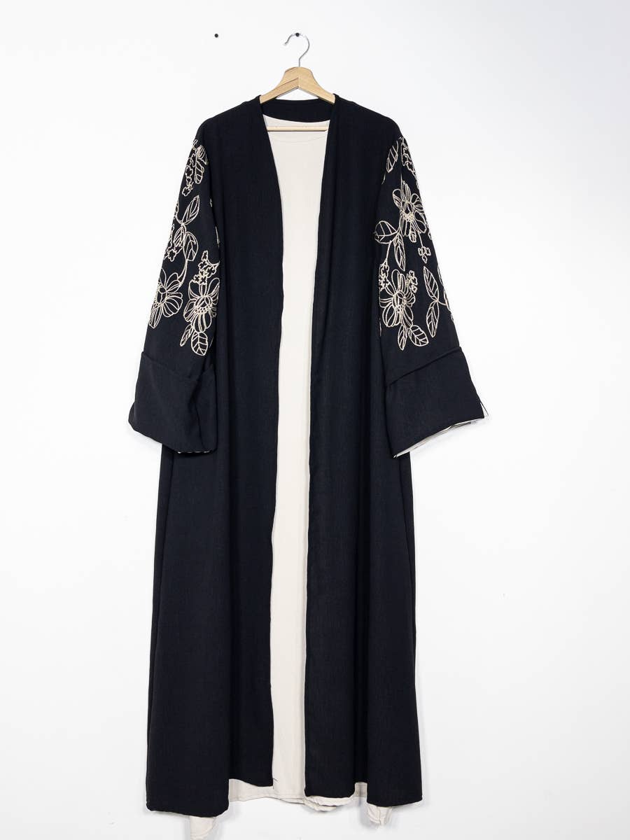 2-Piece Set – Floral Embroidered Kimono & Jazz Abaya – view 4
