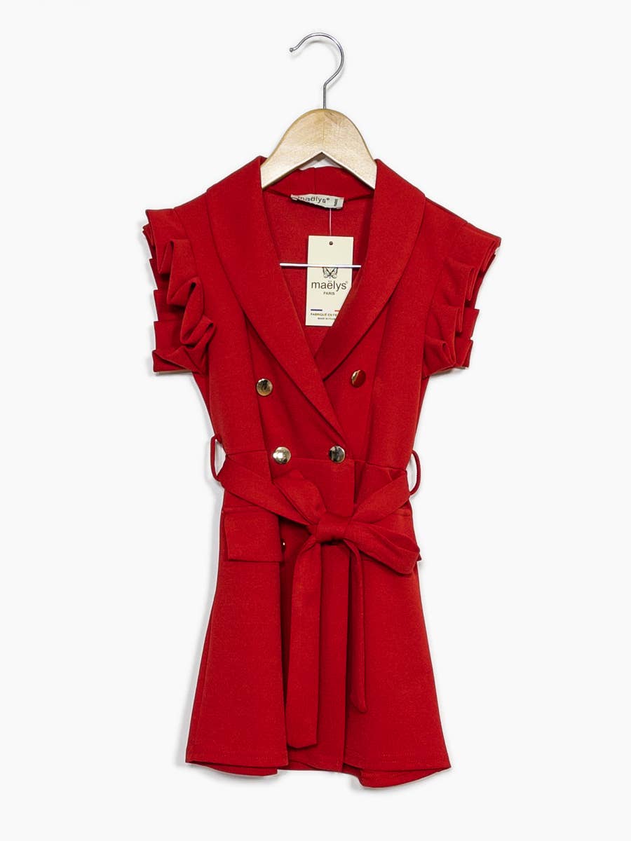 Kids Short Sleeve Dress with Buttons & Belt – Ref. 950 – view 2