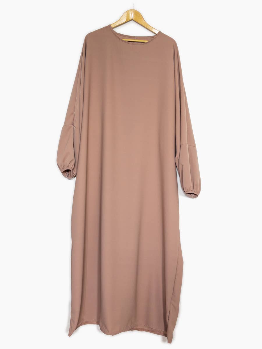 Wide Medina Silk Abaya with Elastic Sleeves – Ref. 2303PK – view 2