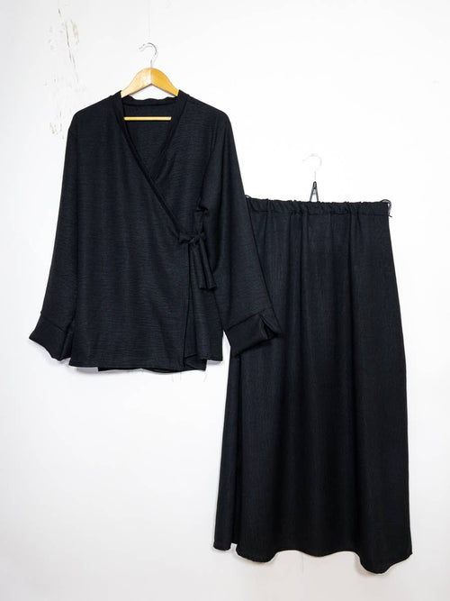 Abaya Set – Crossover Top with Side Bow & Skirt