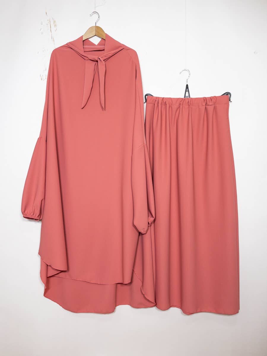 Jilbab Set with Skirt in Medina Silk – Ref. 2310PK – view 2