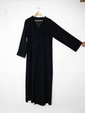 Velvet Abaya Dress with Bow & Wide Sleeves