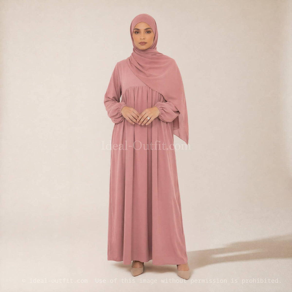 Medina Silk Abaya Dress with Ruffles – Ref. 2326PK – view 3