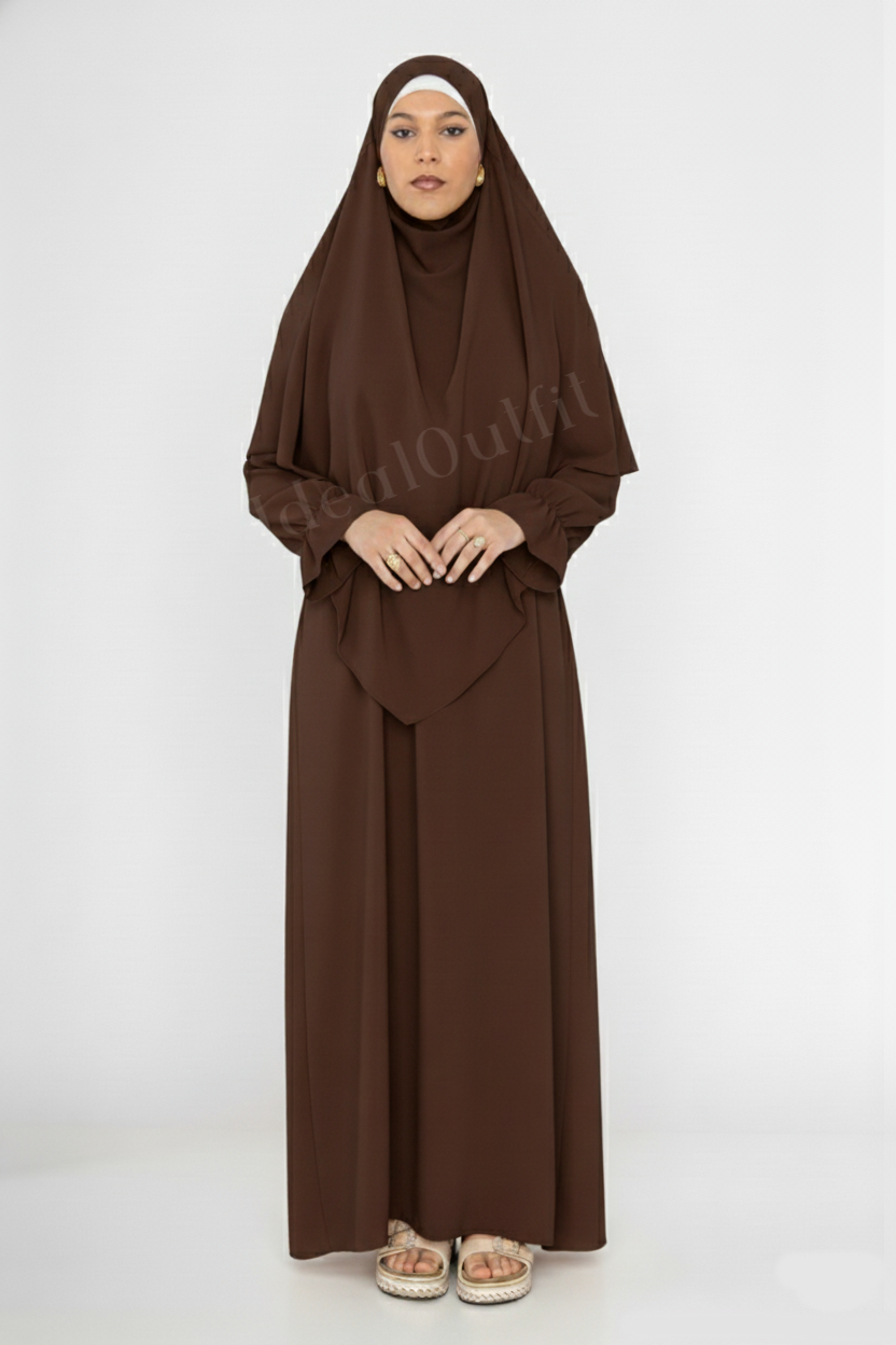 2-Piece Set – Khimar & Abaya in Jazz Fabric – Ref. 2316+2501