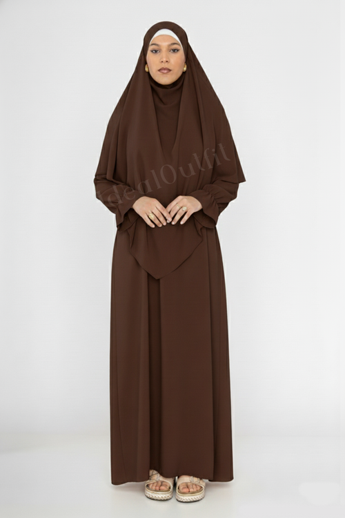 2-Piece Set – Khimar & Abaya in Jazz Fabric – Ref. 2316+2501