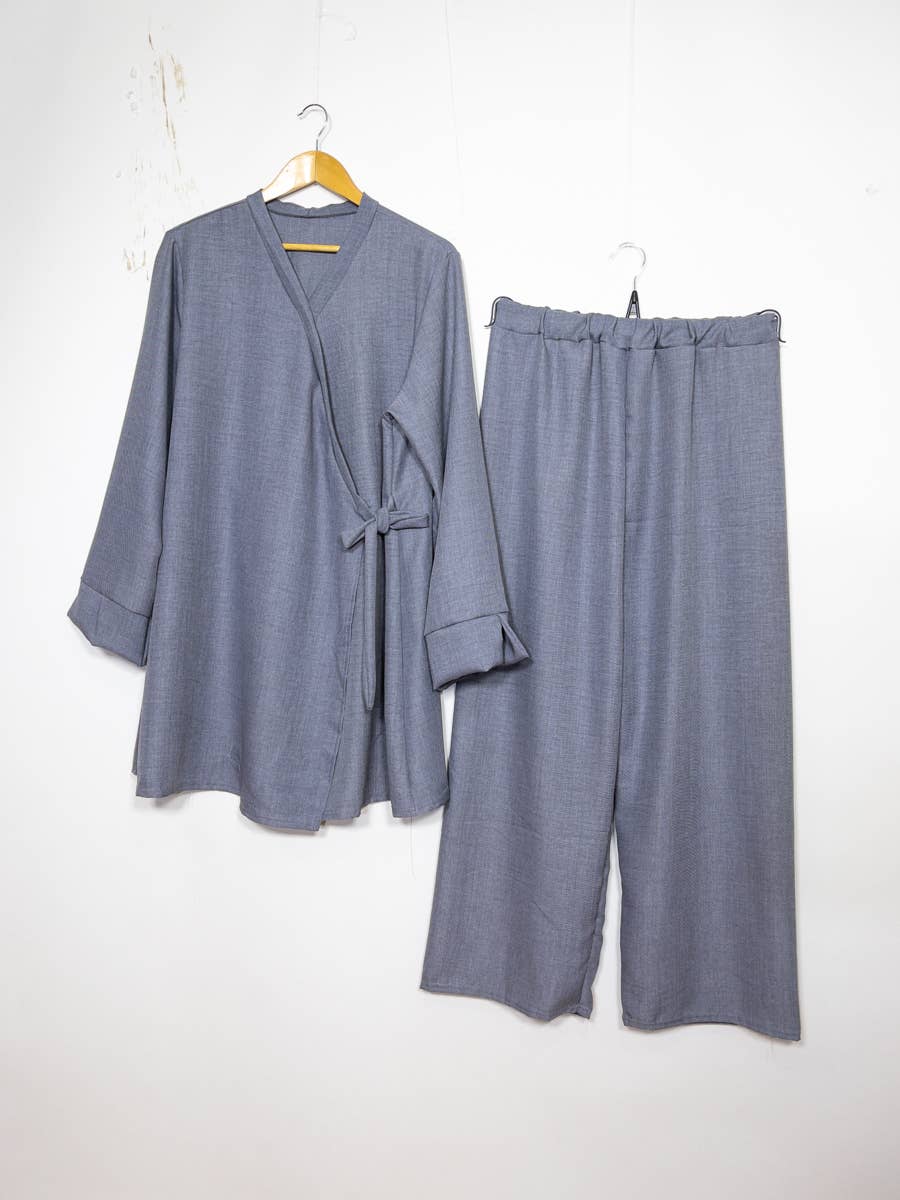 Velour Abaya Set – Crossover Top & Trousers – Ref. 2386