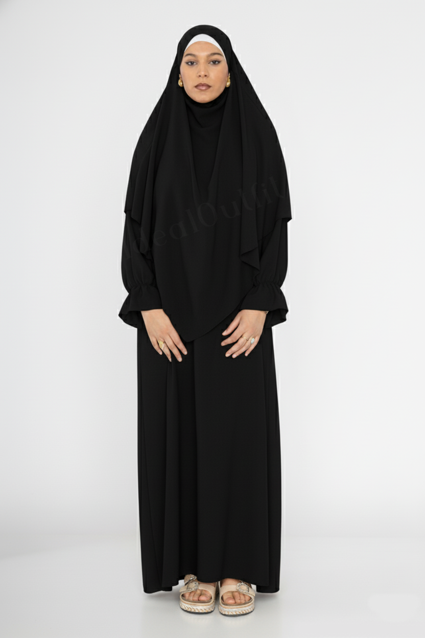 2-Piece Set – Khimar & Abaya in Jazz Fabric – Ref. 2316+2501 – view 4