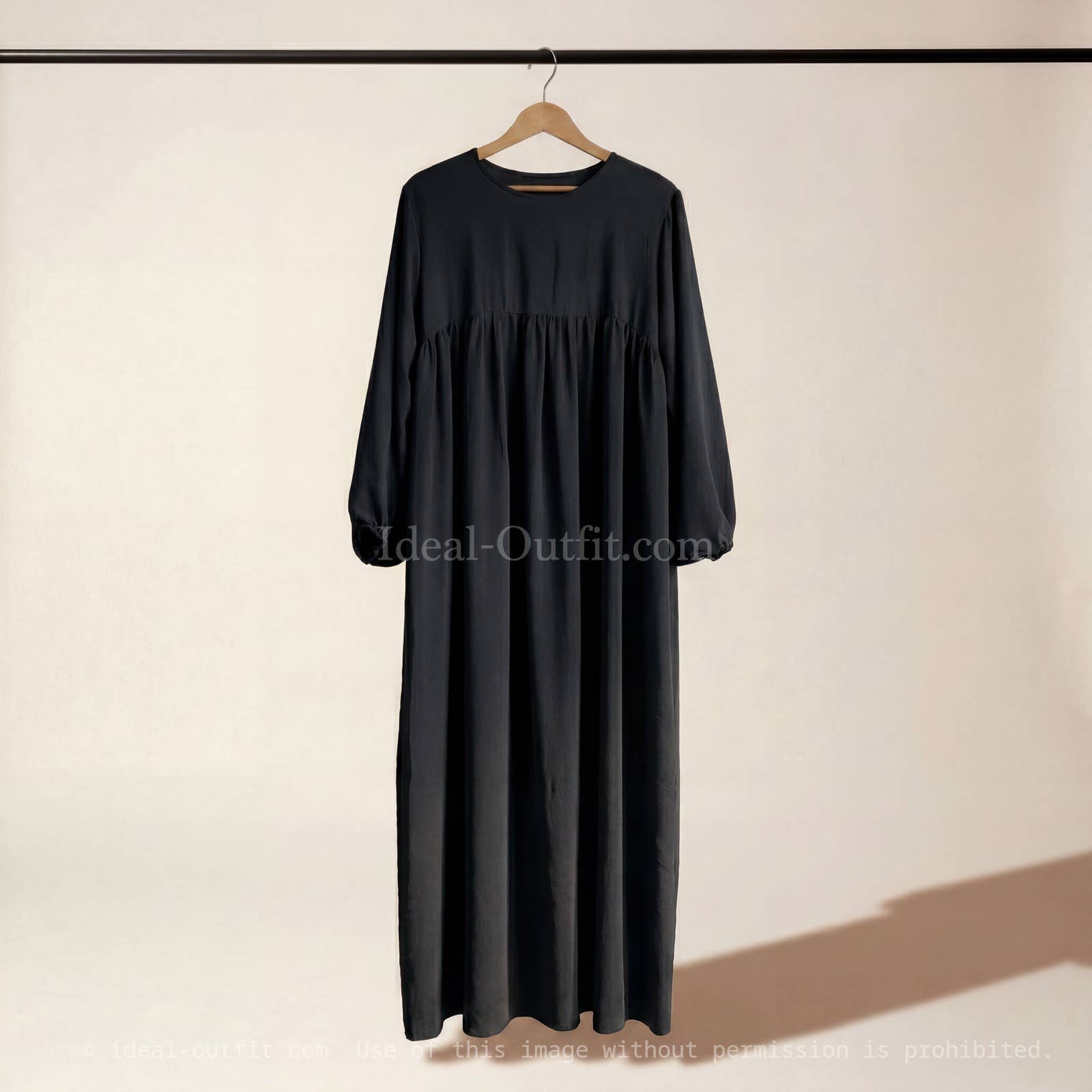 Medina Silk Abaya with Balloon Sleeves & Belt – Ref. 2379PK – view 2