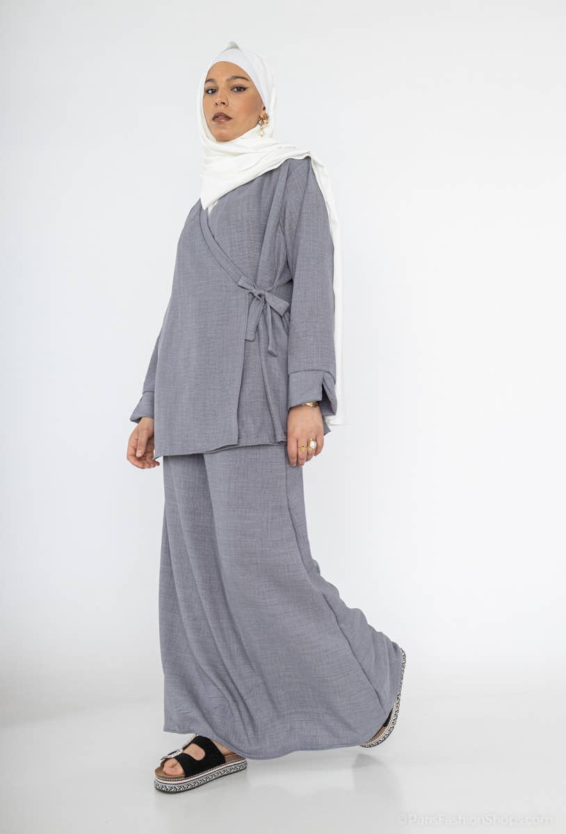 Abaya Set – Crossover Top with Side Bow & Skirt – view 4