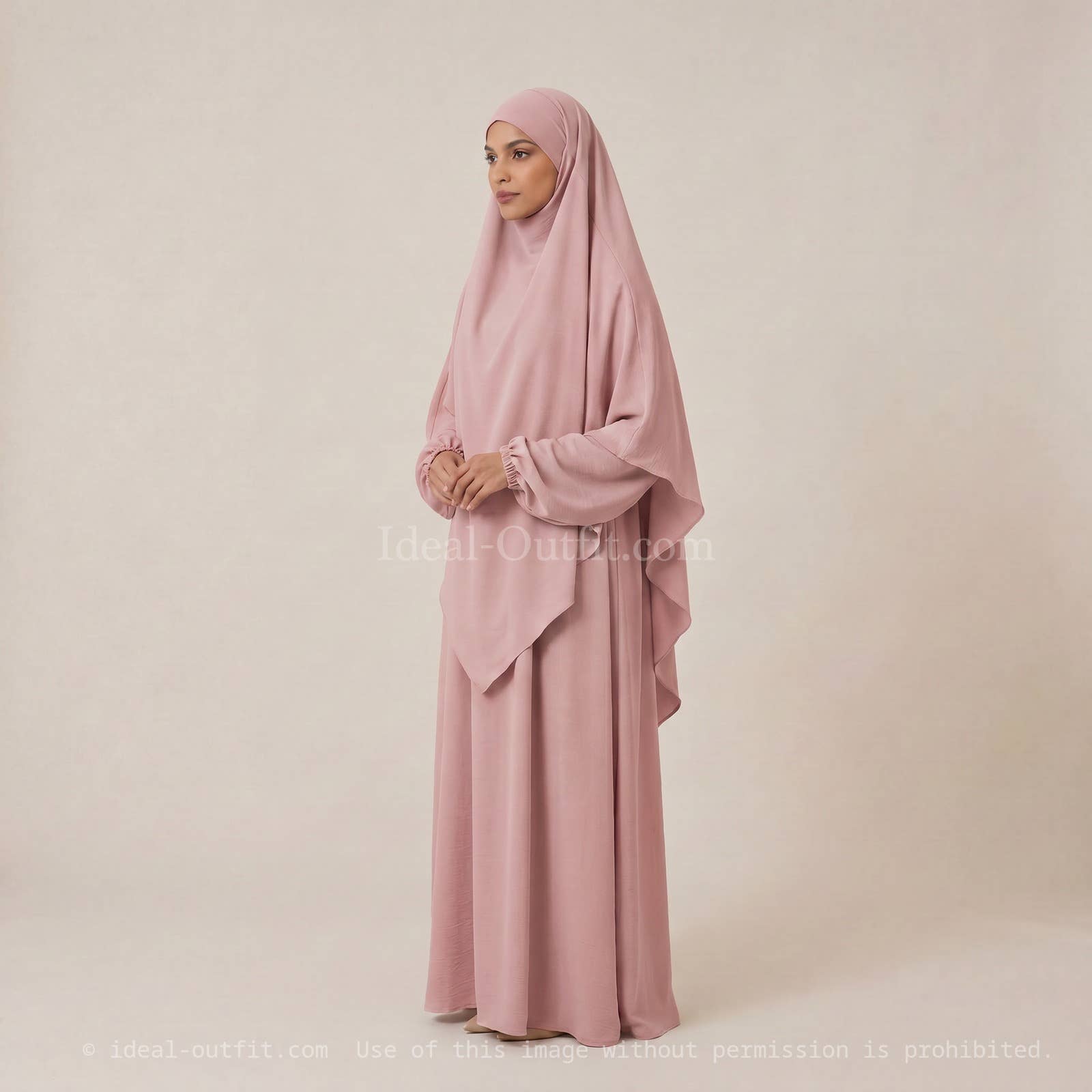 2-Piece Set – Khimar & Ruffle Abaya in Jazz – Ref. E2326+2501 – view 4