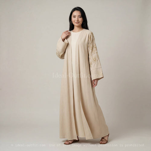 2-Piece Set – Floral Embroidered Kimono & Jazz Abaya – view 2