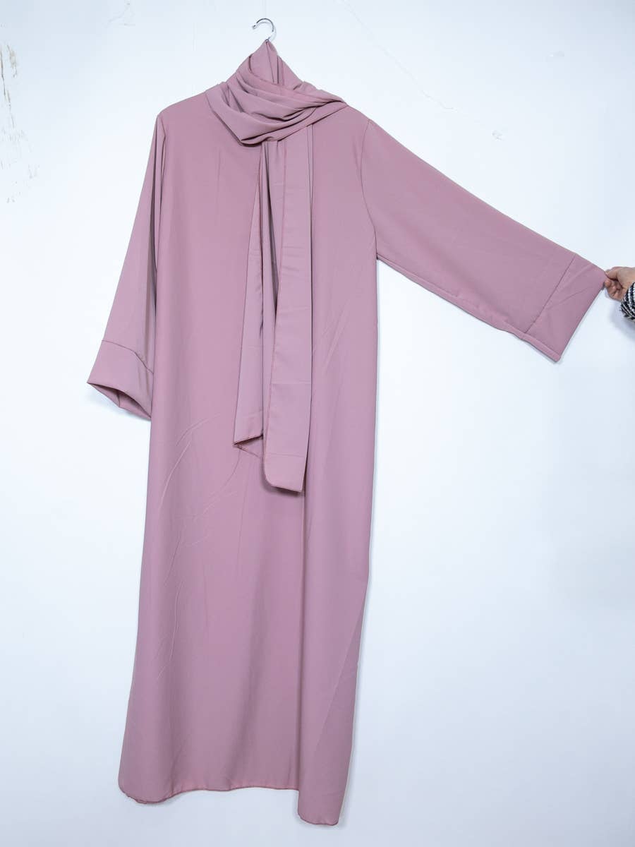 Medina Silk Abaya with Integrated Veil – Ref. 2377PK-NML – view 4