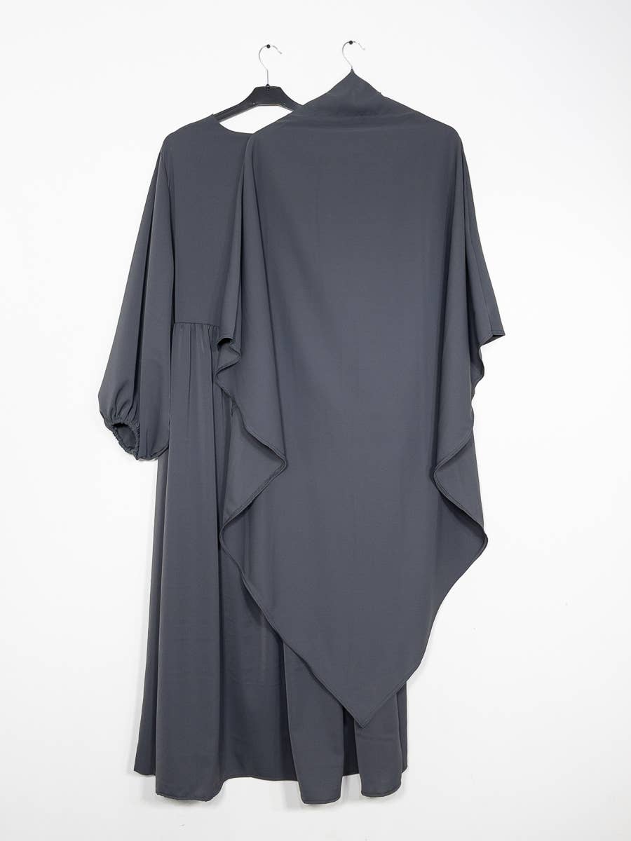 2-Piece Medina Silk Set – Abaya & Khimar – Ref. EN2509+2510PK – view 4
