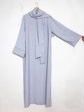Medina Silk Abaya with Gold Seams & Integrated Veil – Ref. 2377PK