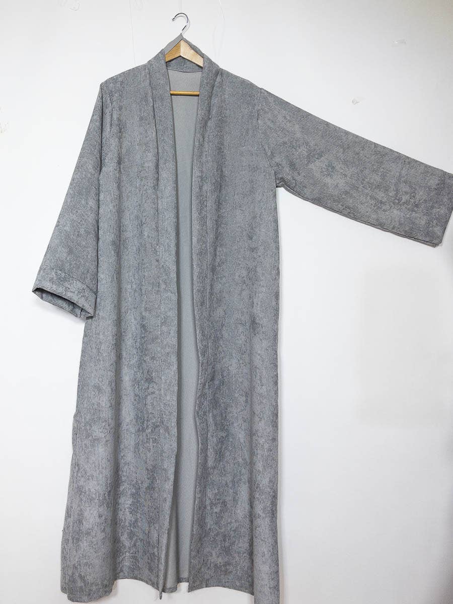 Long Ribbed Knit Kimono with Wide Sleeves – Ref. 2391 – view 2