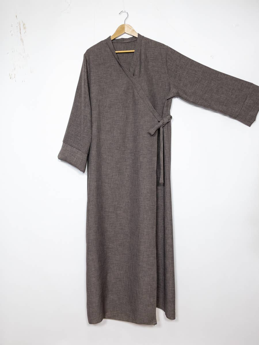 Tall Abaya with Side Bow & Wide Sleeves – 185 cm – Ref. L2383LIN – view 3