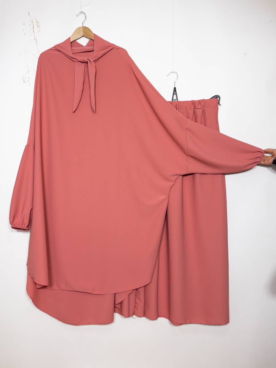 Jilbab Set with Skirt in Medina Silk – Ref. 2310PK – view 3