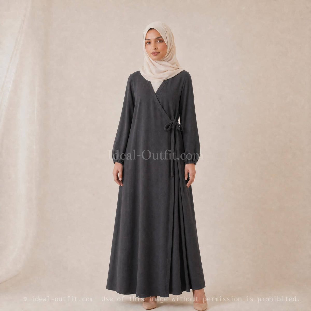 Jazz Abaya Dress with Side Bow & Balloon Sleeves – Ref. 2372 – view 3