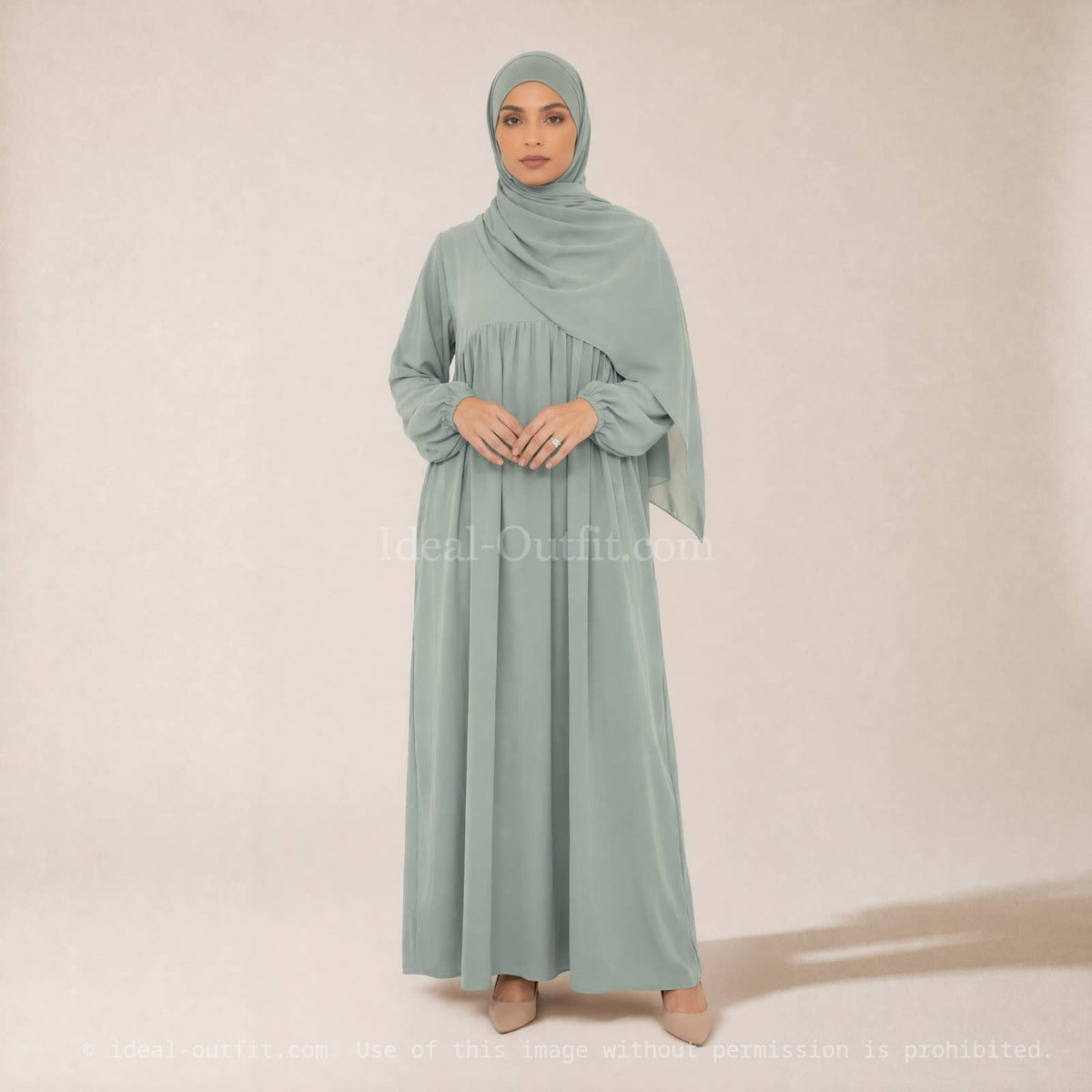 Medina Silk Abaya Dress with Ruffles – Ref. 2326PK – view 4