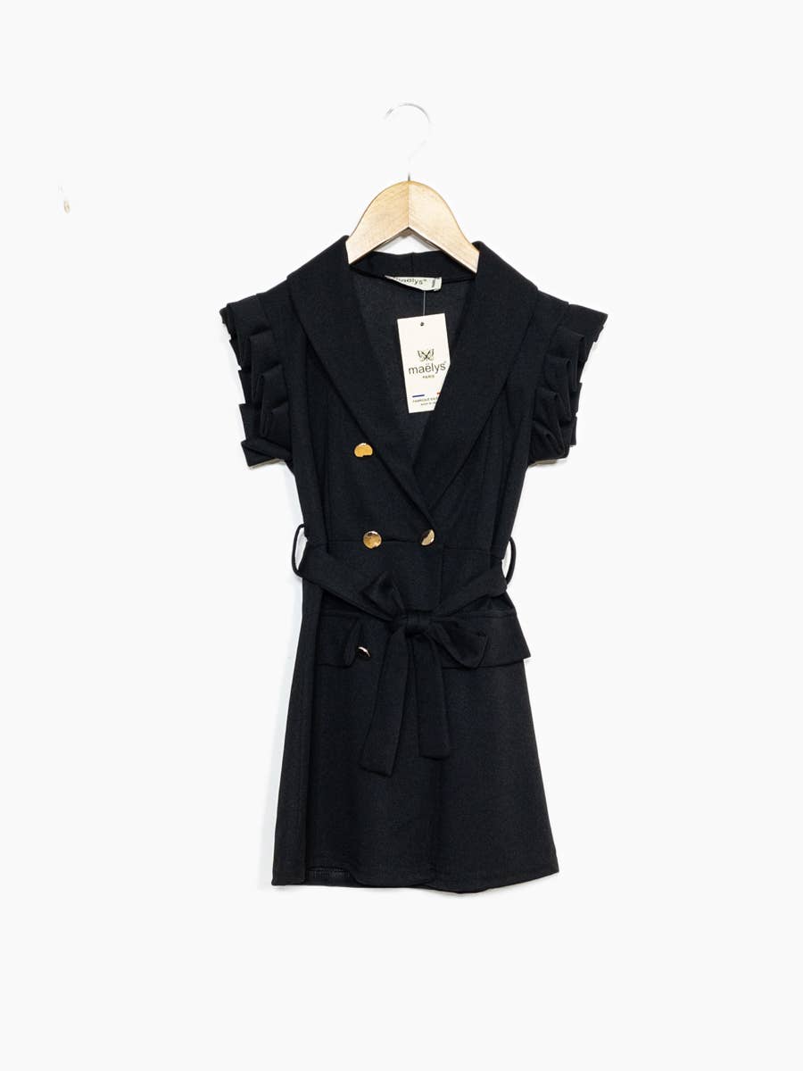 Kids Short Sleeve Dress with Buttons & Belt – Ref. 950