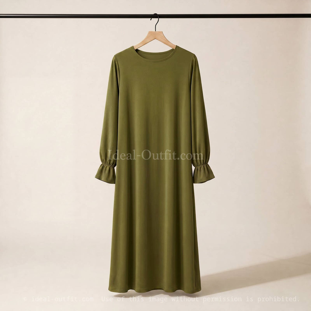 Medina Silk Abaya with Ruffle Sleeves – 17 Colours – view 2