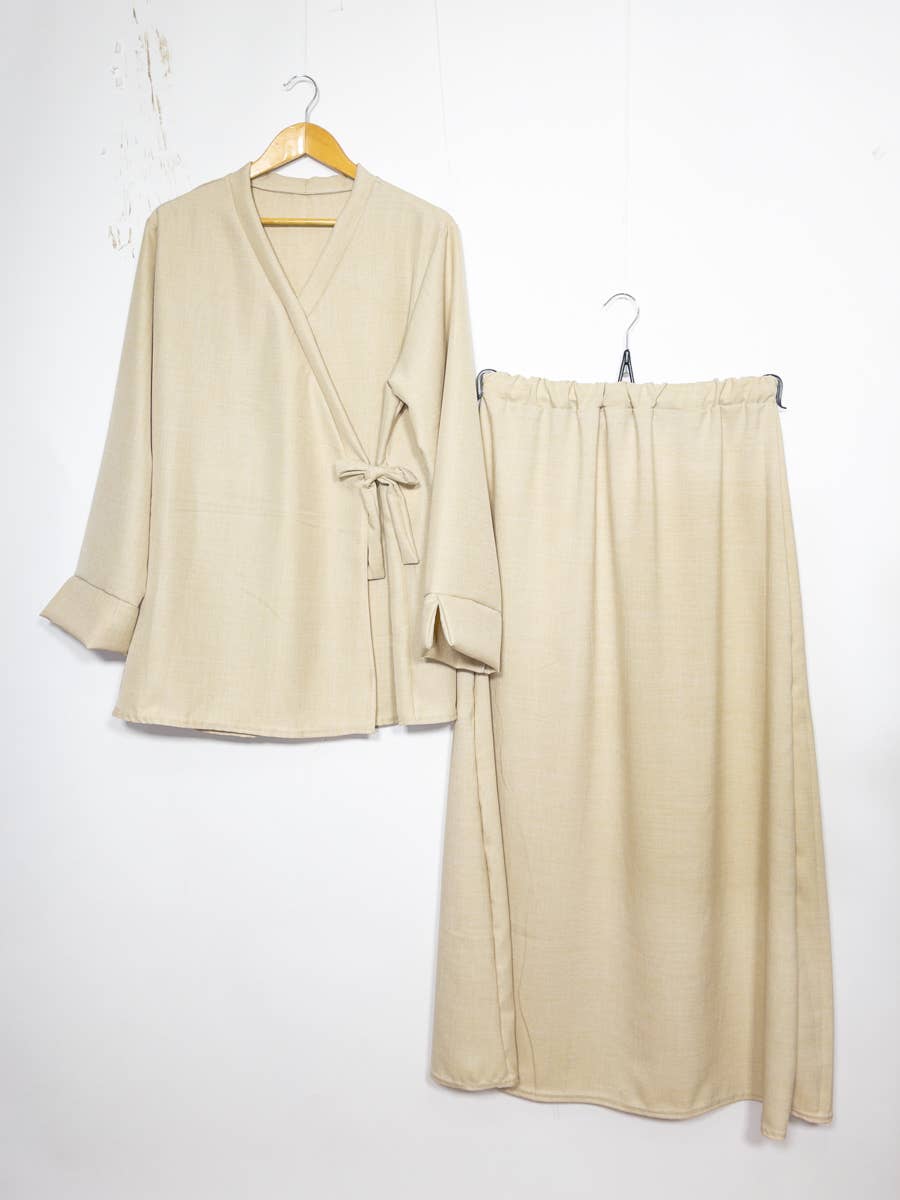Abaya Set – Crossover Top with Side Bow & Skirt – view 3