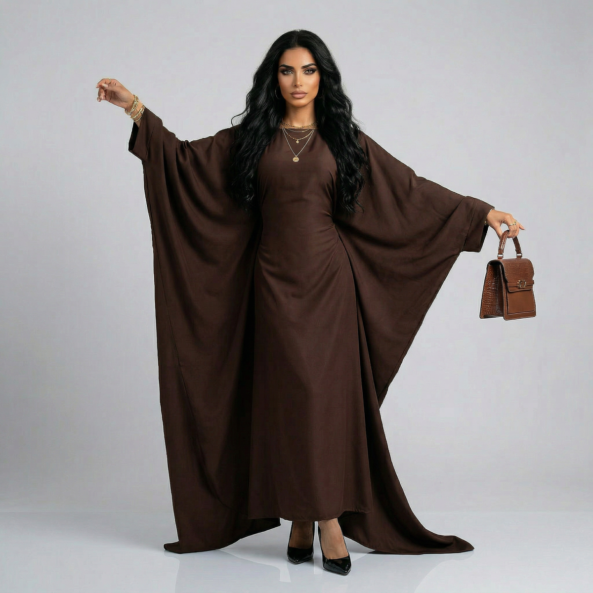 Long Abaya Dress – Elegant Everyday Cut – Ref. 2389PK – view 4