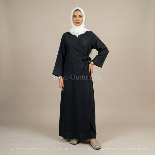 Abaya with Side Bow & Wide Sleeves – Ref. 2383LIN