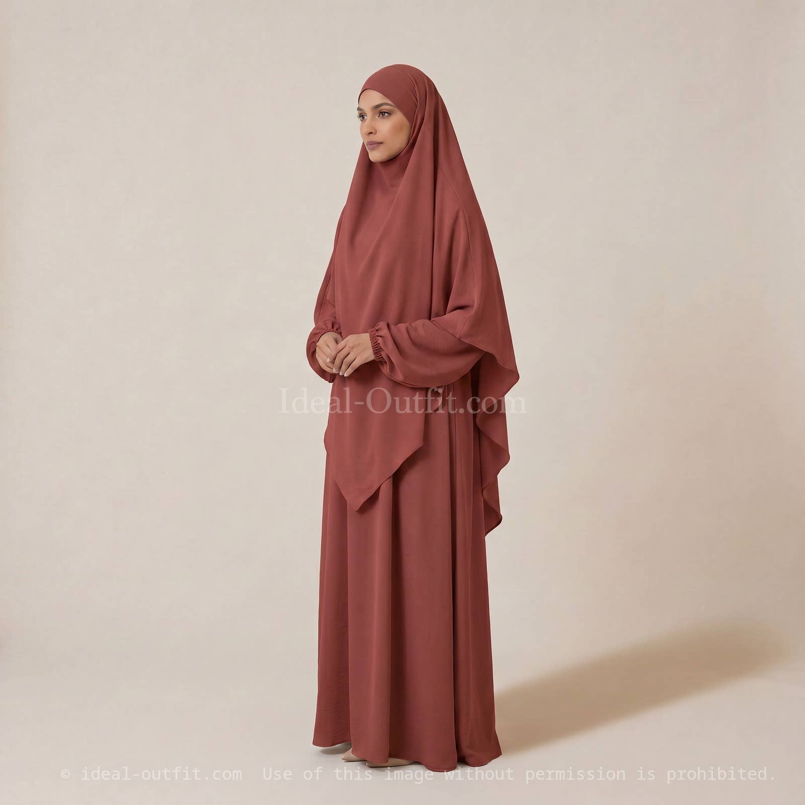 2-Piece Set – Khimar & Ruffle Abaya in Jazz – Ref. E2326+2501 – view 2