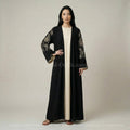 2-Piece Set – Floral Embroidered Kimono & Jazz Abaya