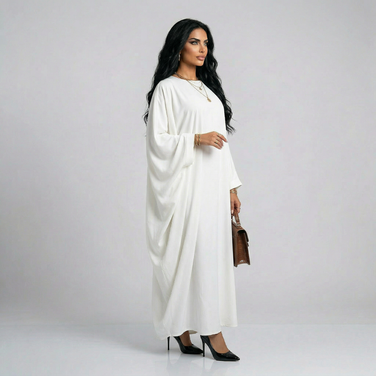 Long Abaya Dress – Elegant Everyday Cut – Ref. 2389PK – view 2