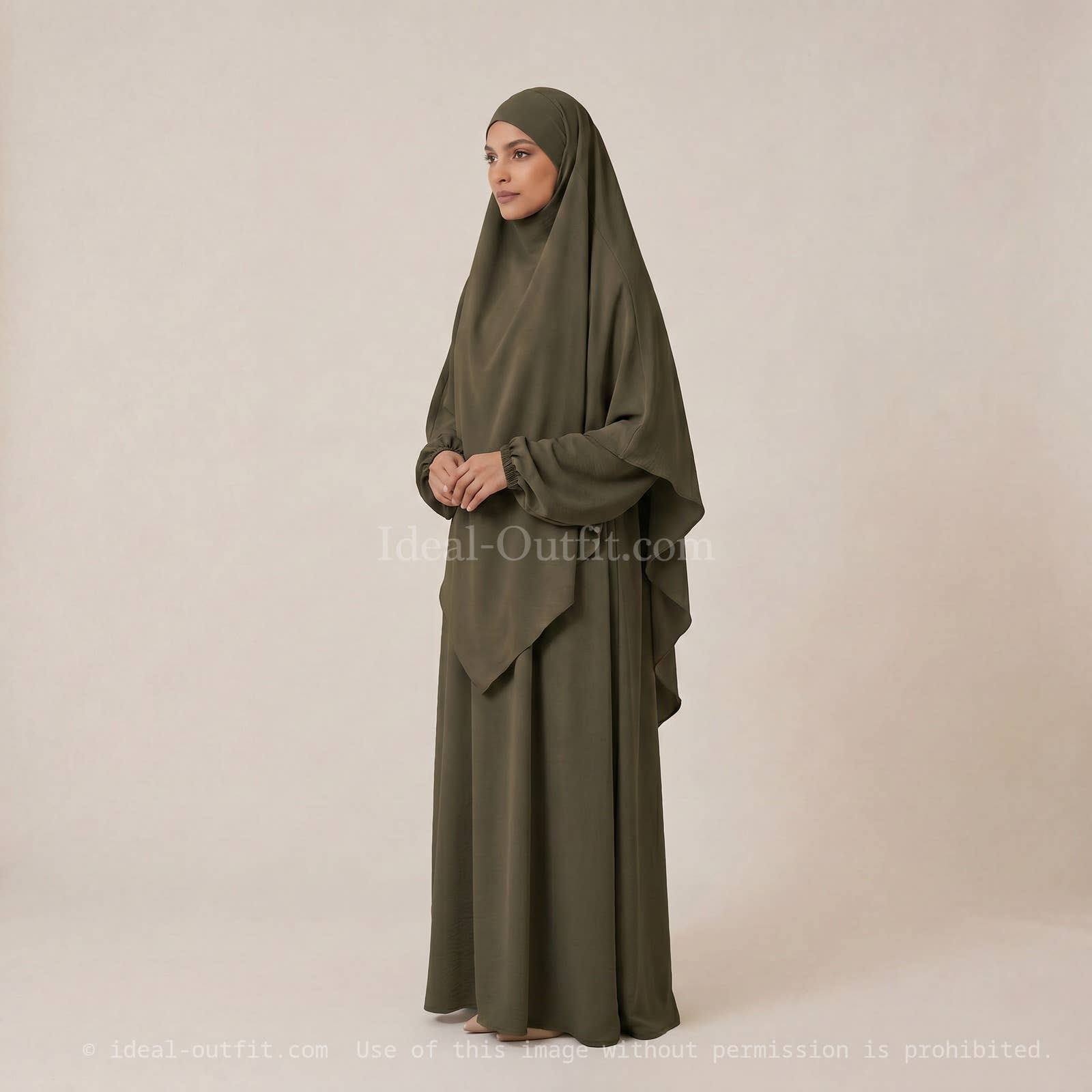 2-Piece Set – Khimar & Ruffle Abaya in Jazz – Ref. E2326+2501 – view 3