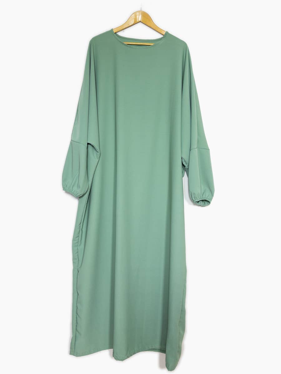 Wide Medina Silk Abaya with Elastic Sleeves – Ref. 2303PK – view 3