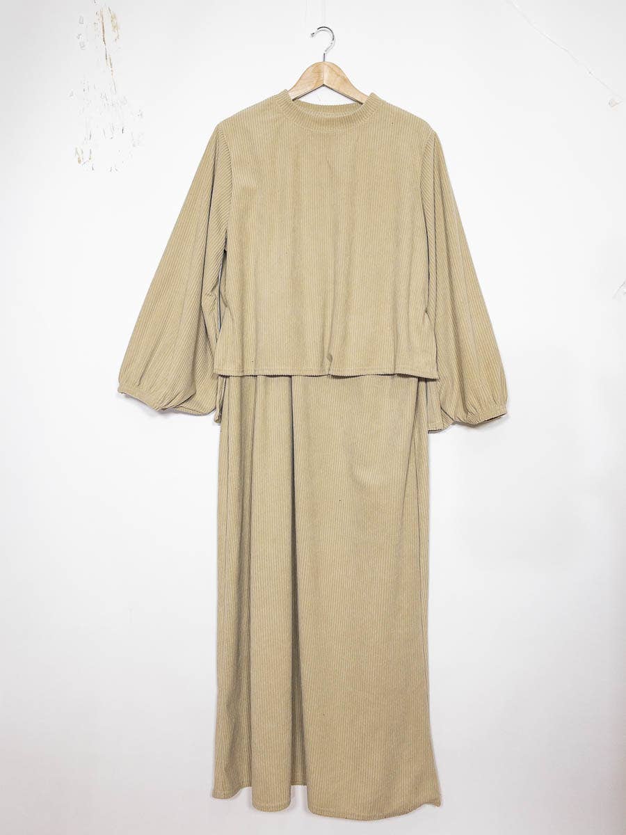 Ribbed Knit 2-Piece Set – Maxi Dress & Turtleneck Top – view 2
